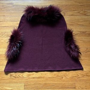 Cropped poncho with real fur on collar and arms by Love Token.